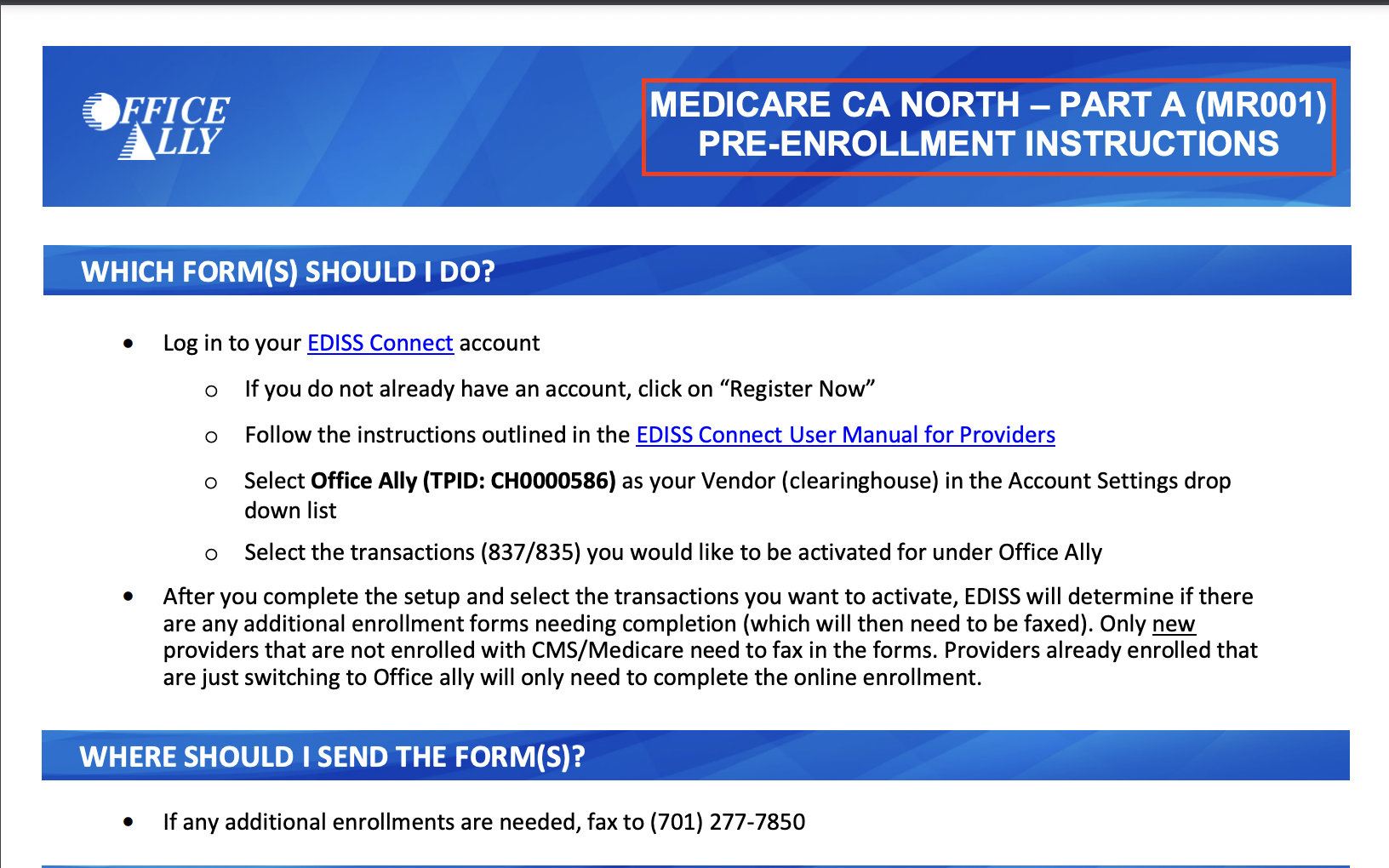 Office Ally Enrollment and Account Setup Process